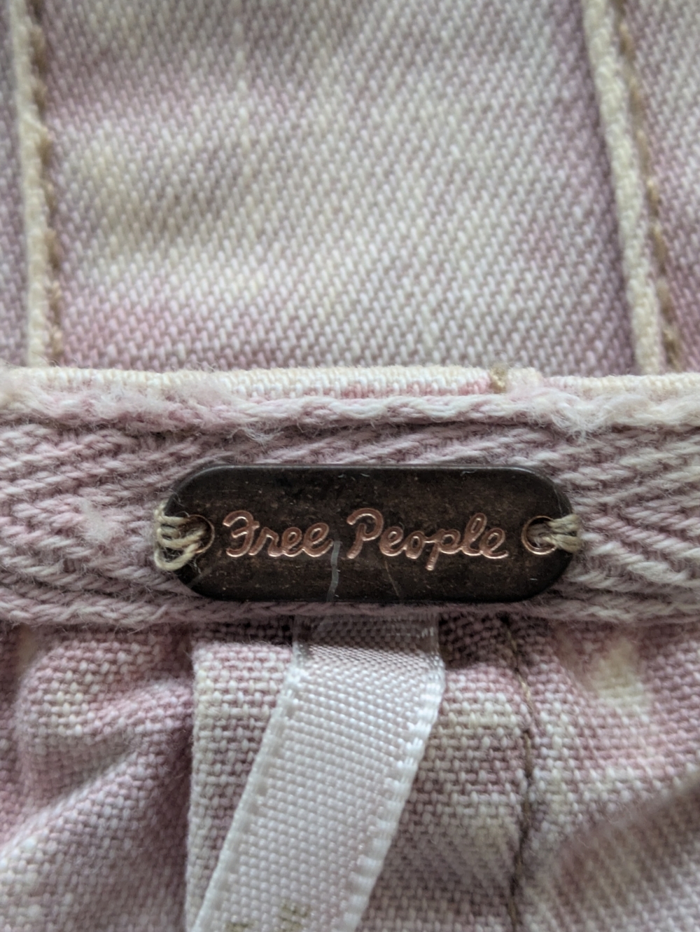 Free People Marina Denim Pleated Swing Tank Top Crop Boho Dusty Pink XS - Picture 5 of 10